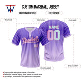Custom Purple Gradient Pinstripe Two-Button Baseball Jersey